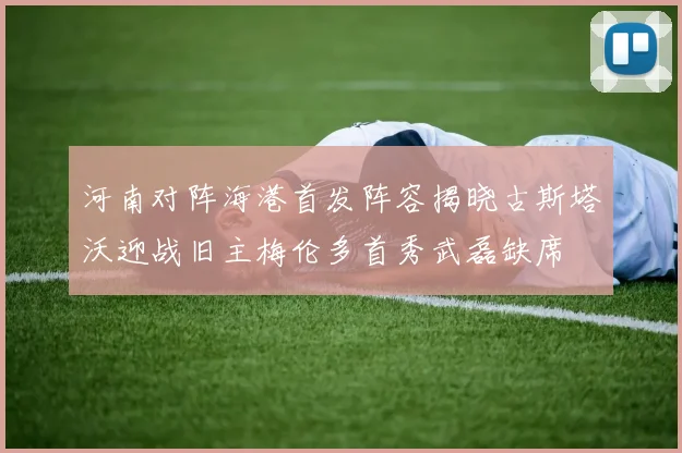 河南对阵海港首发阵容揭晓古斯塔沃迎战旧主梅伦多首秀武磊缺席